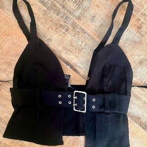 NEW Black Strappy Crop Top with Belt